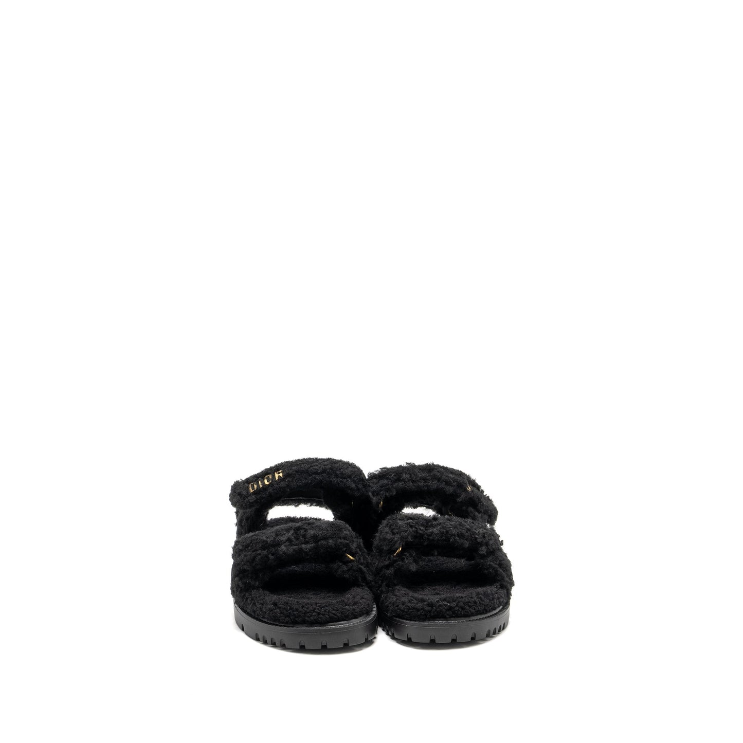 Luxury Dior Size 37 Luxury Dioract Sandal Shearling/Sheepskin Black GHW