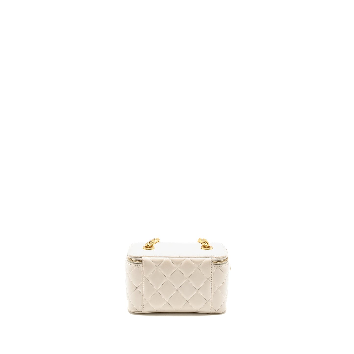 Chanel Letter/ CC Logo Chain Long Vanity Case Lambskin White GHW (Microchip)