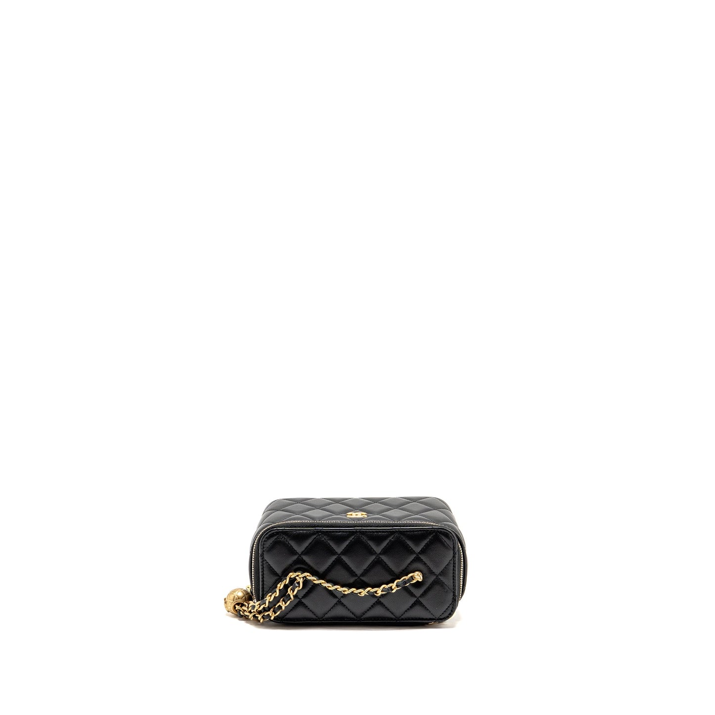 Chanel Pearl Crush Long Vanity Case Lambskin black GHW (Microchip)