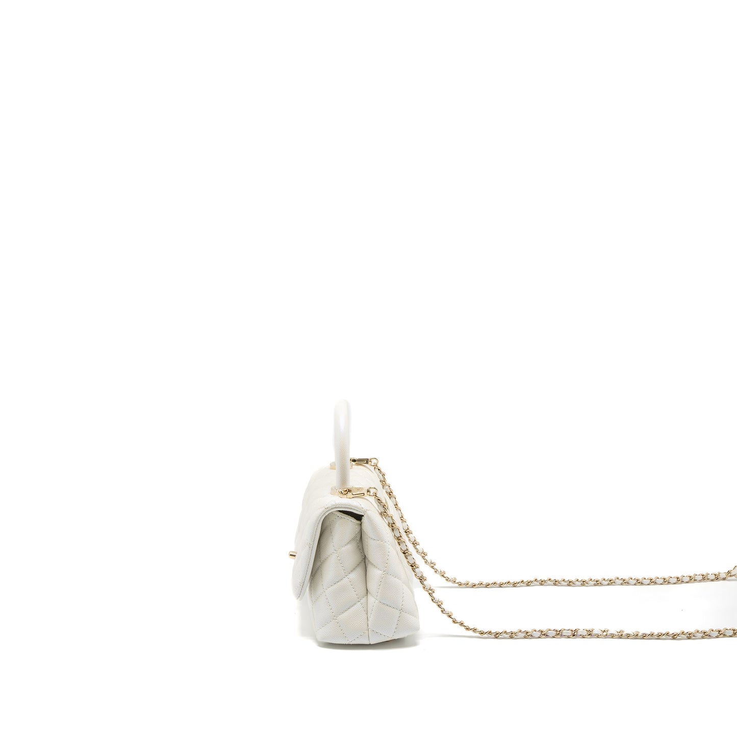 Chanel Mini Coco Handle Caviar Iridescent White LGHW