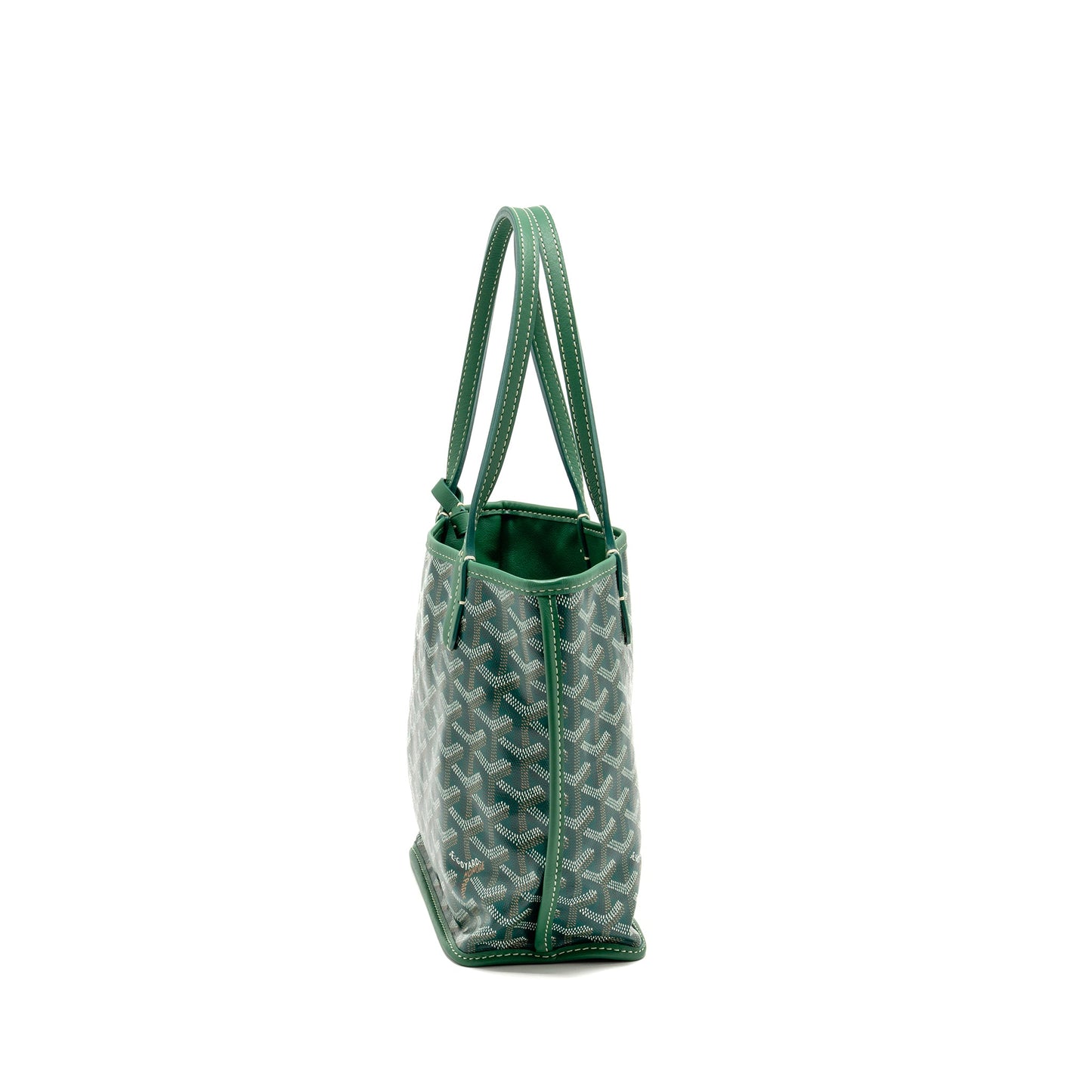 Goyard Mini Anjou Tote Bag Goyardline Canvas Green SHW