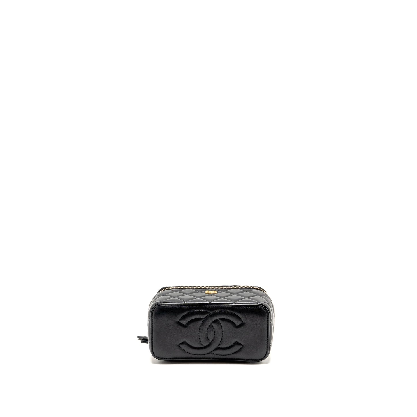 Chanel Pearl Crush Long Vanity Case Lambskin black GHW (Microchip)