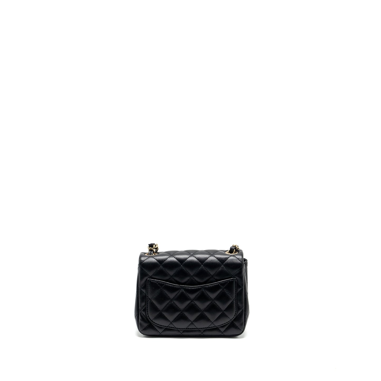 Chanel Mini Square Flap bag Lambskin Black LGHW (Microchip)