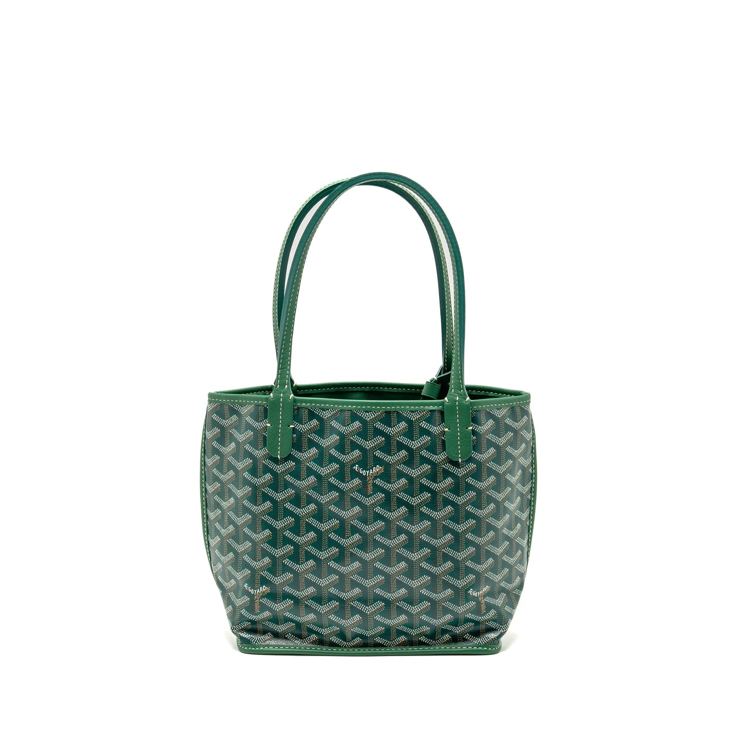 Goyard Mini Anjou Tote Bag Goyardline Canvas Green SHW