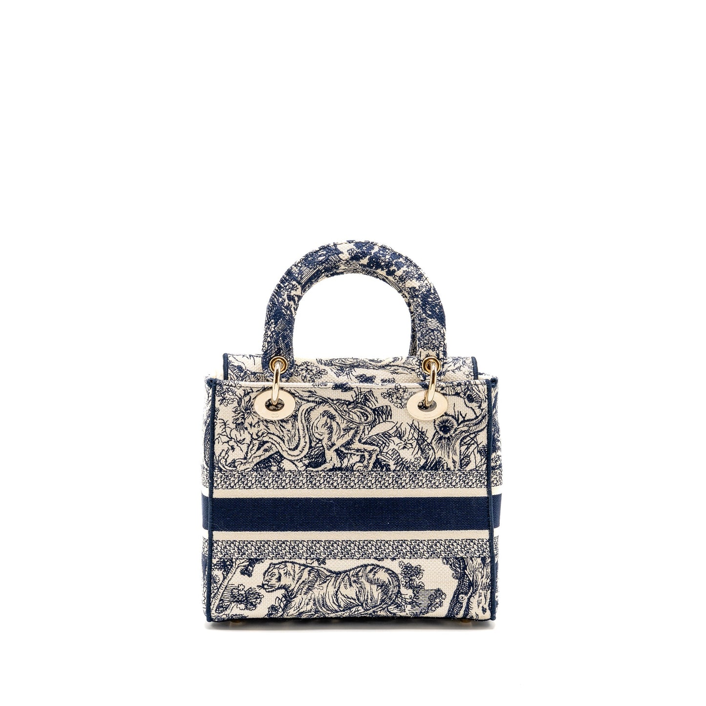 Dior Medium Lady D-Lite Bag Toile de Jouy Embroidery Blue LGHW