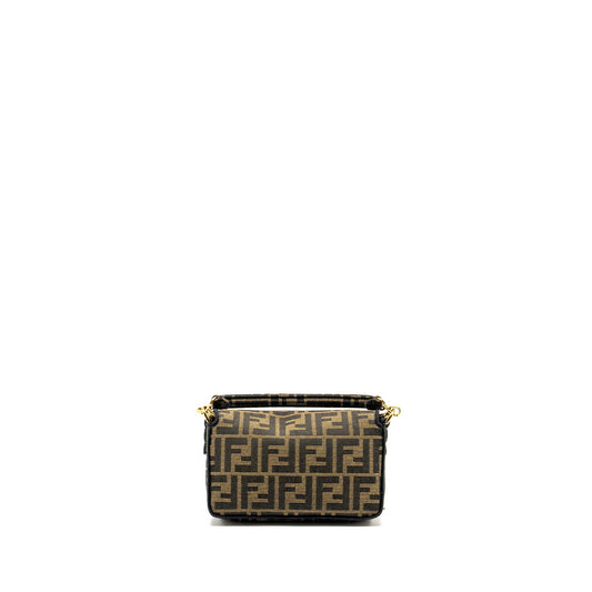 Fendi Mini Baguette Bag FF Jacquard Fabric Brown GHW