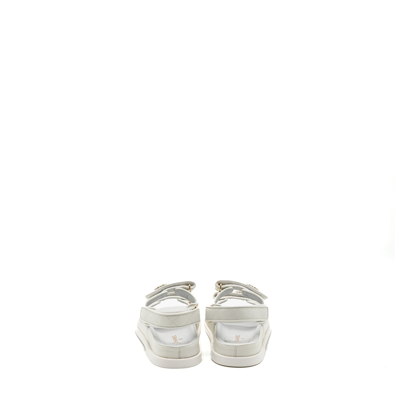 Chanel Size 38 Dad Sandals Caviar White LGHW