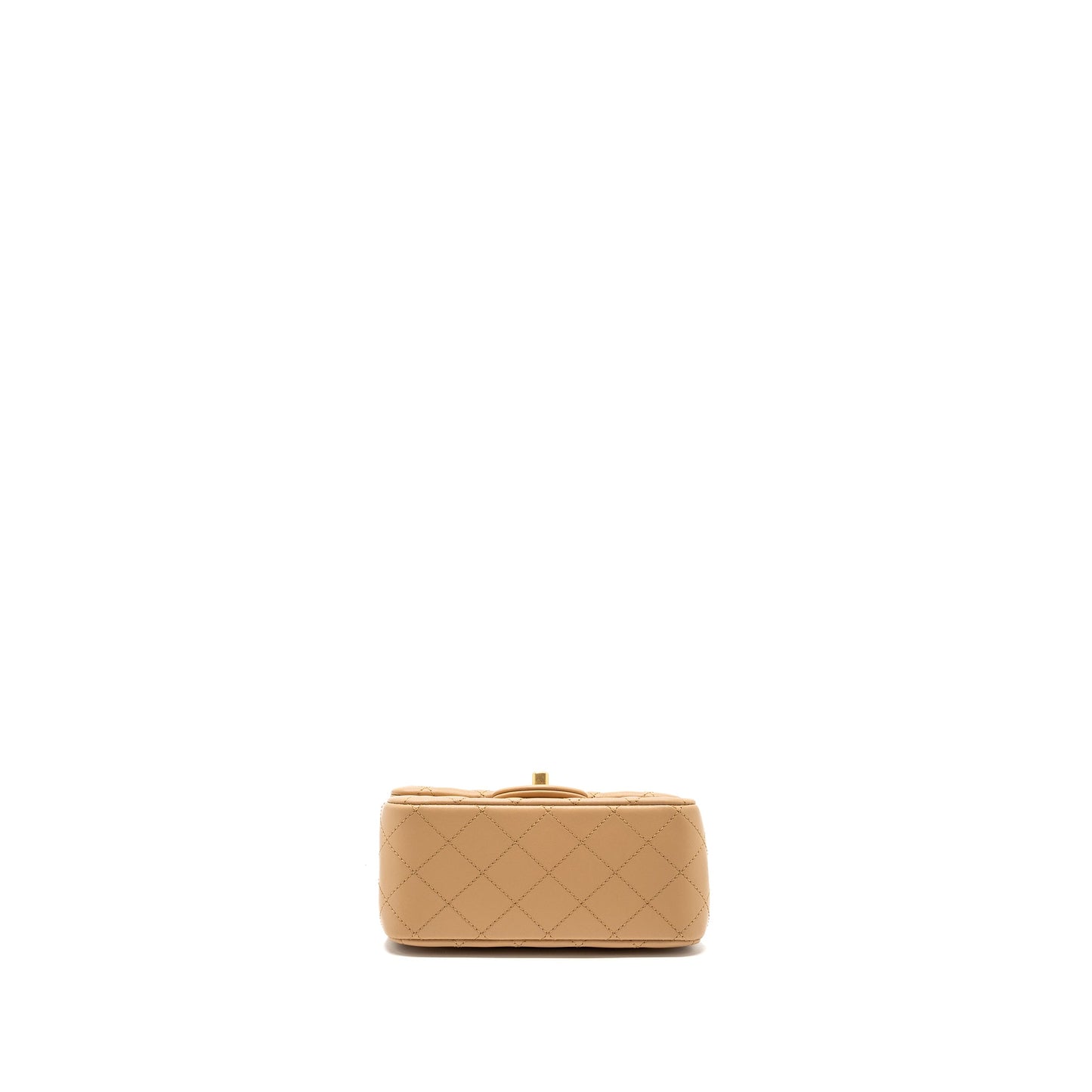 Chanel 23K Pearl Crush mini square Flap bag lambskin beige GHW (Microchip)