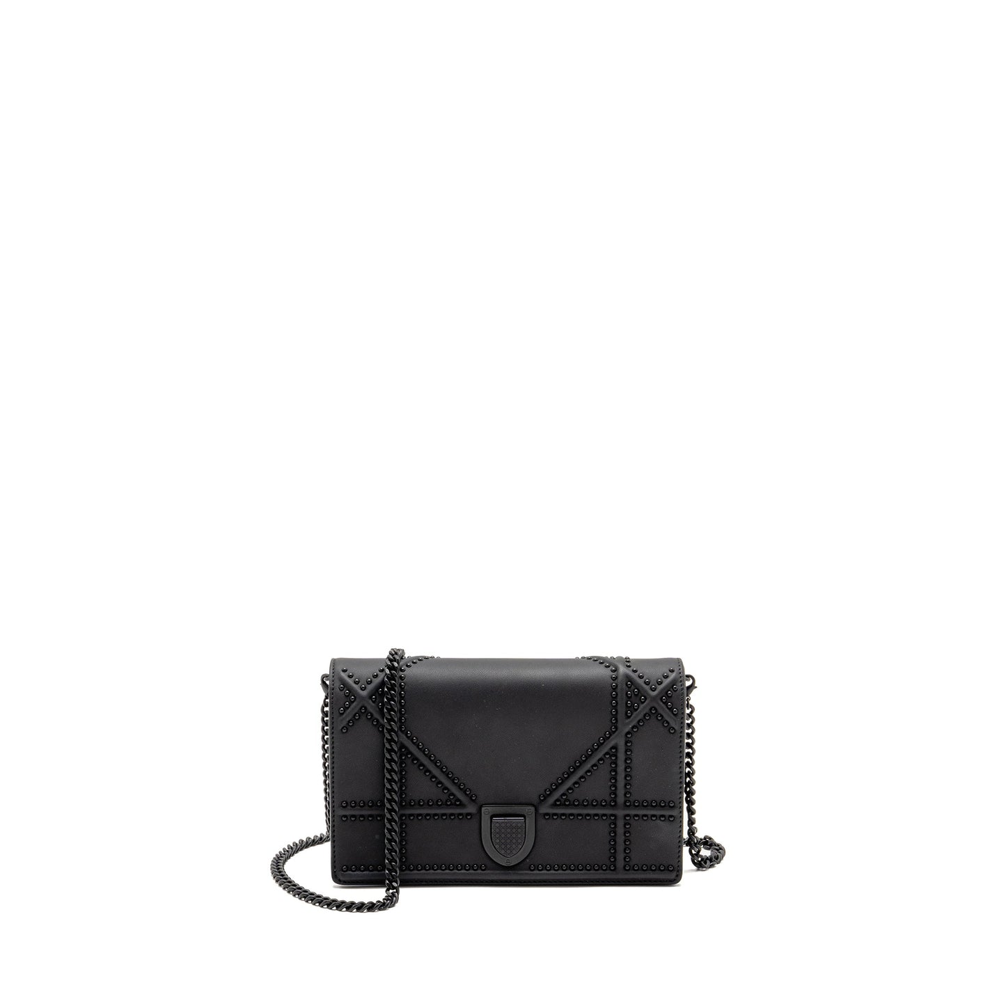 Dior Studded Diorama Wallet on Chain Leather So Black