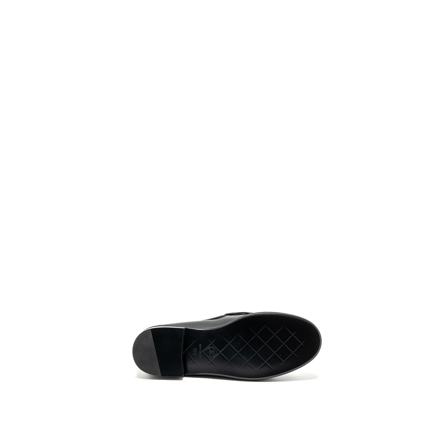 Chanel size 38 Quilted CC logo loafer black LGHW