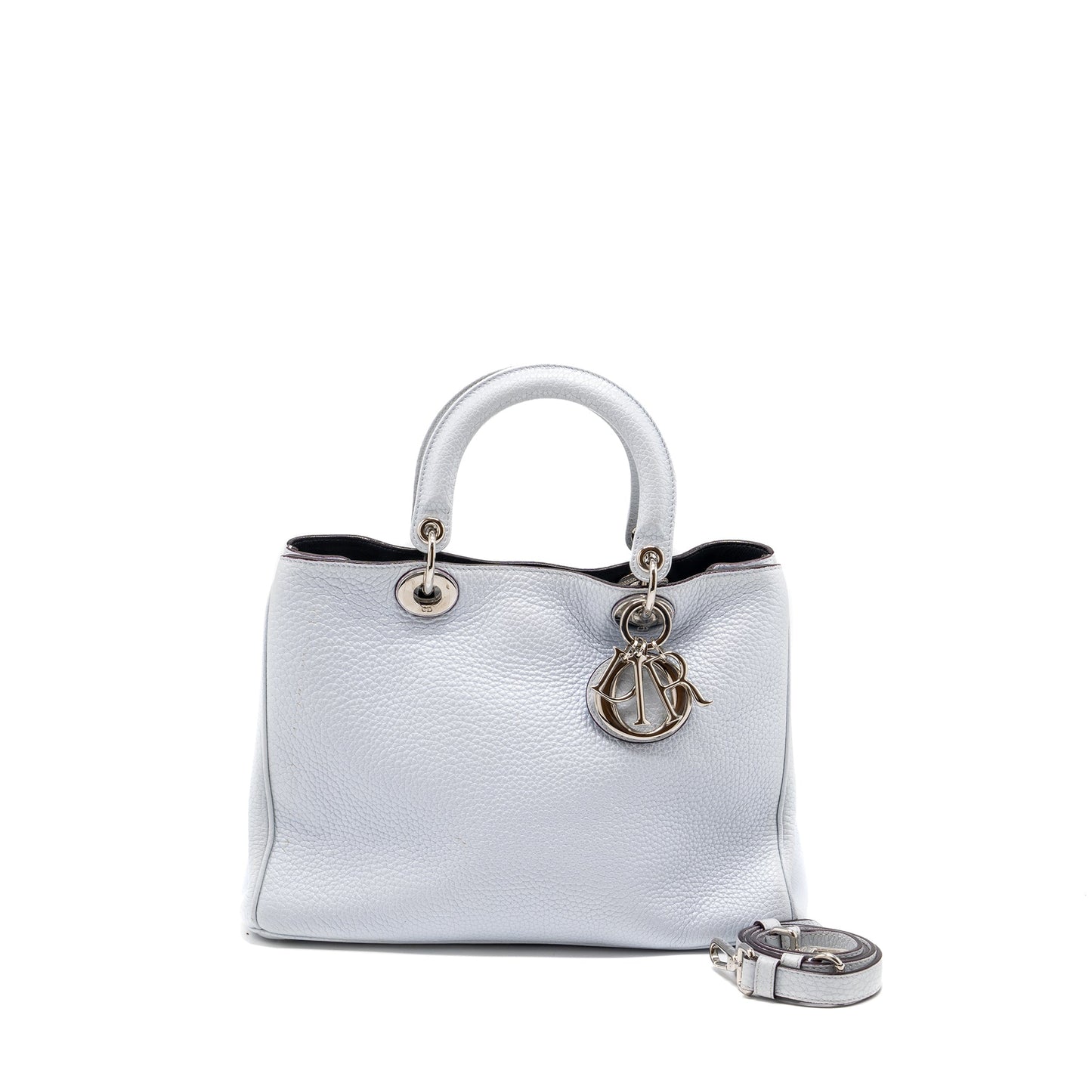 Luxury Dior Luxury Diorissimo tote bag grained calfskin light grey SHW