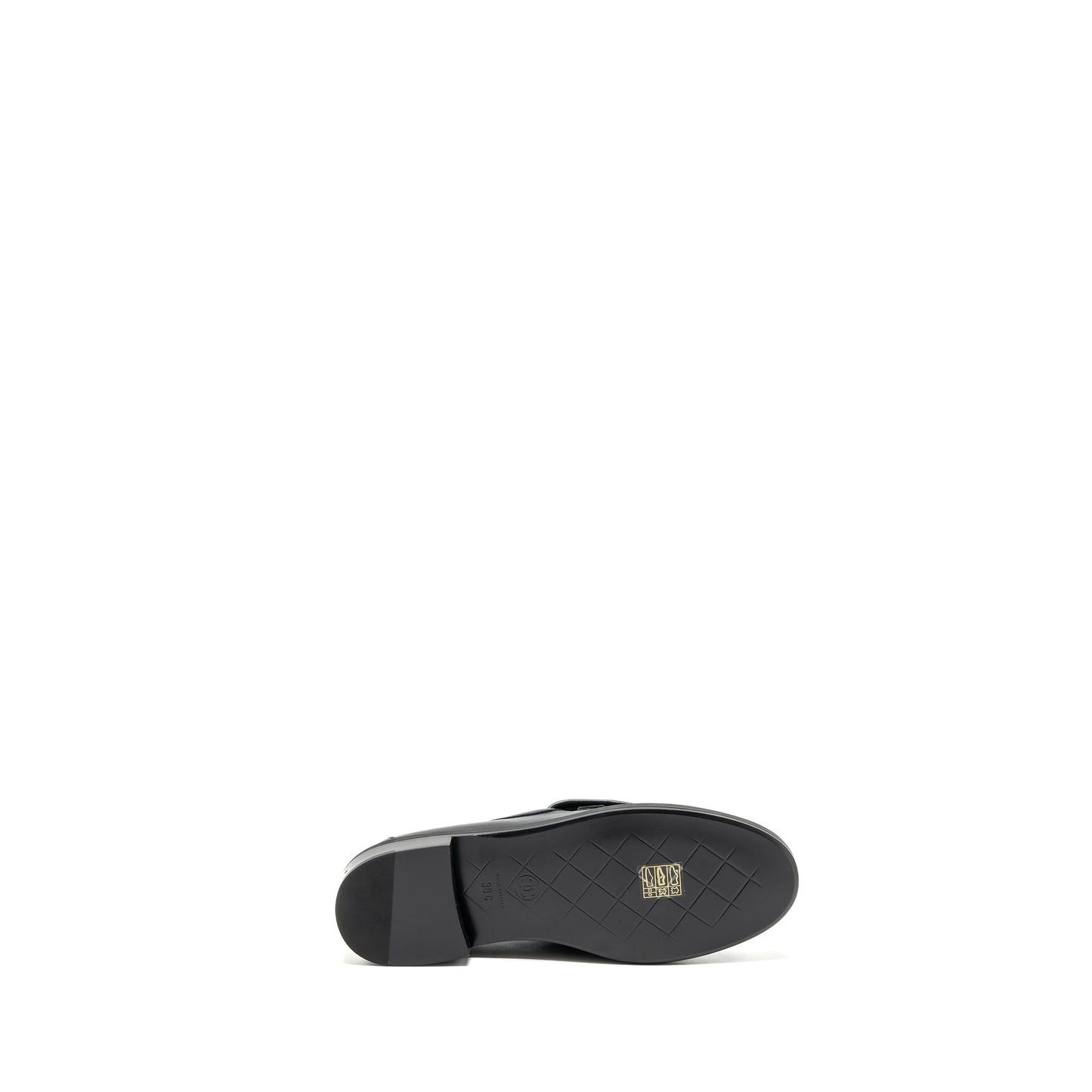 Chanel size 38 Quilted CC logo loafer black LGHW