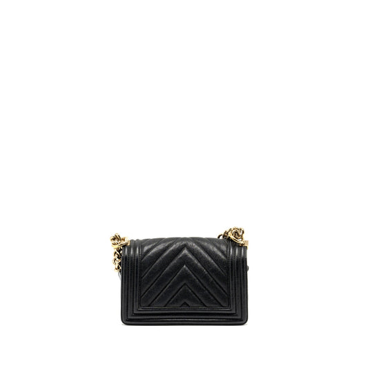 Chanel Small Boy bag Chevron Caviar black LGHW