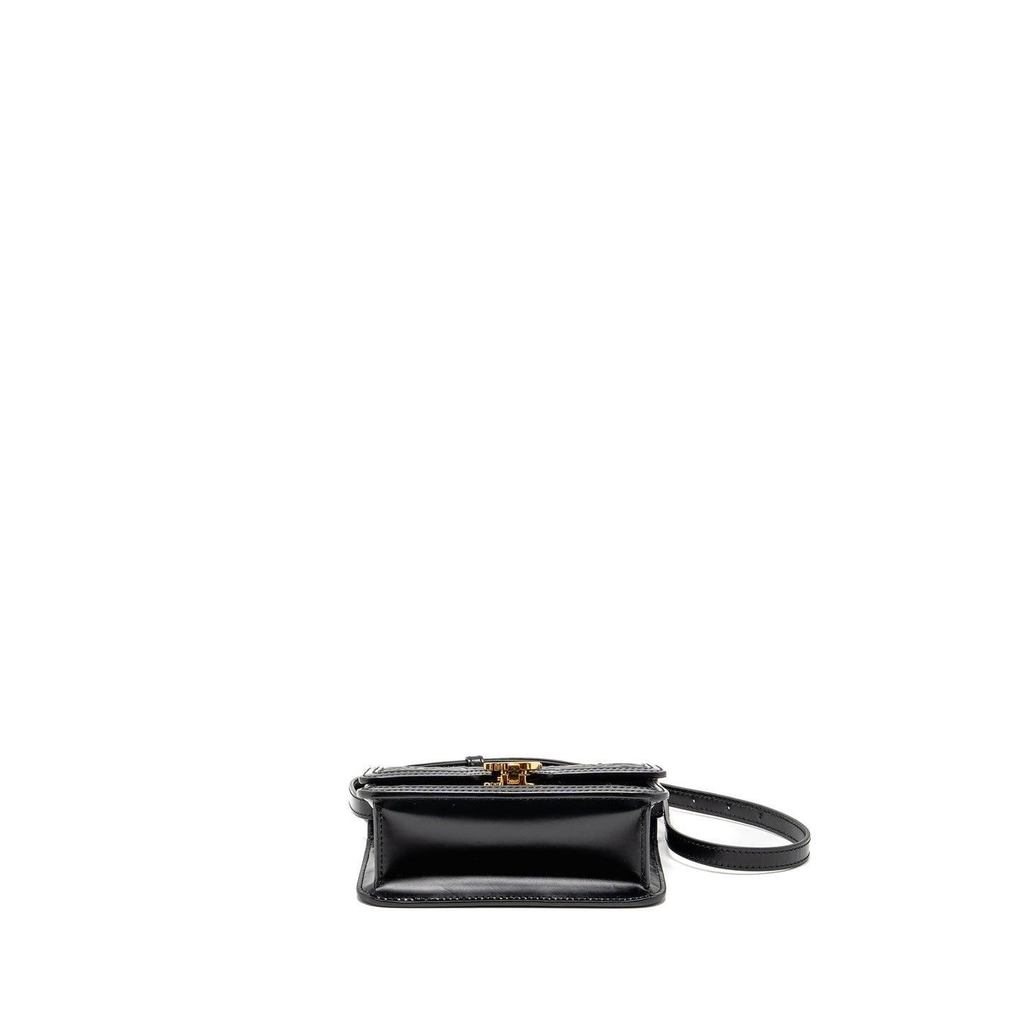 Burberry Mini TB Monogram Embossed Shoulder Bag Lambskin Black GHW