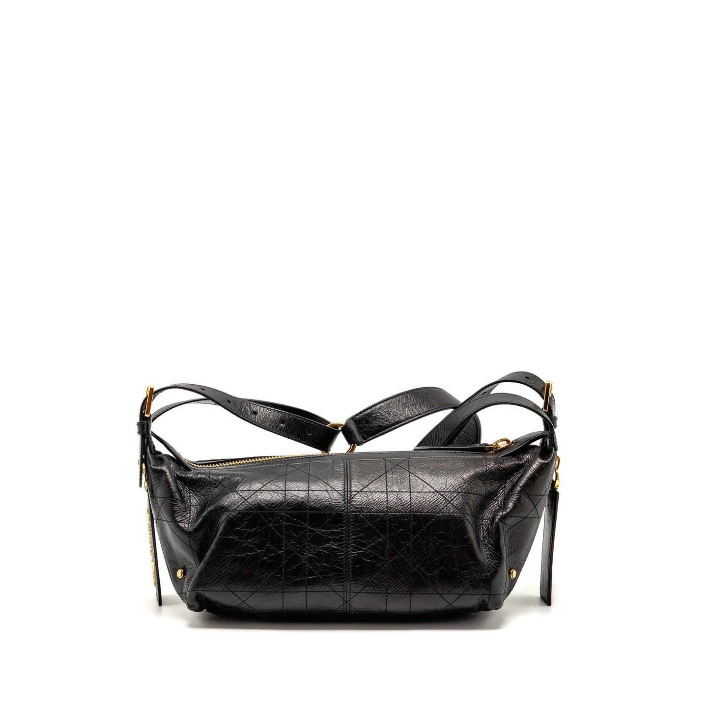 Luxury Dior Small D-Journey Bag Crinkled Calfskin Black GHW