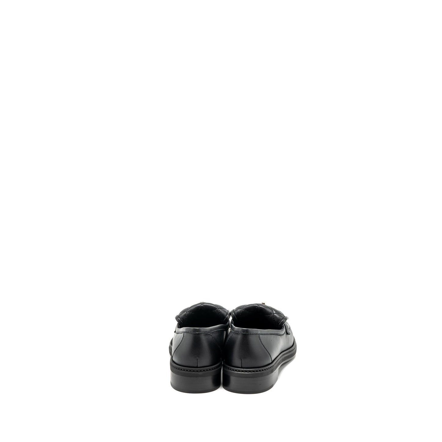 Chanel size 38 Quilted CC logo loafer black LGHW