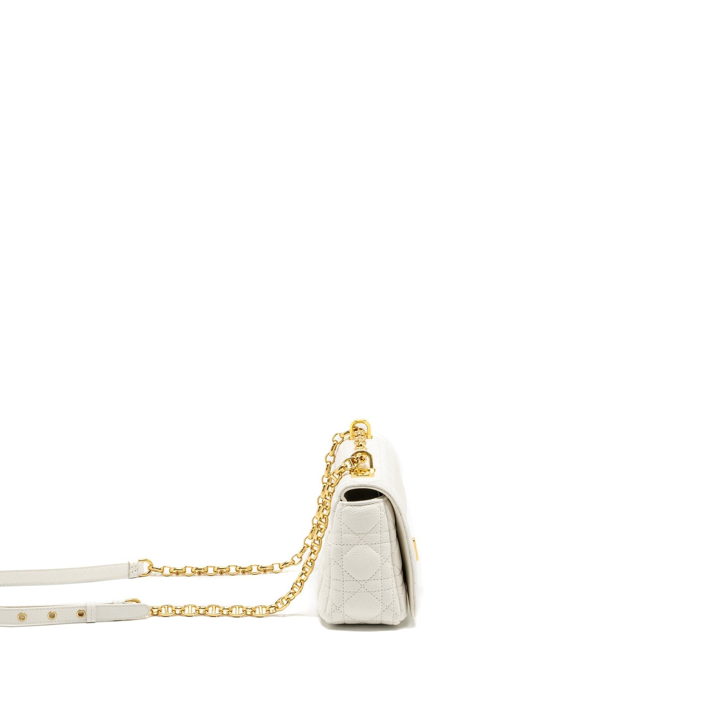 Luxury Dior Caro S flap bag calfskin white GHW