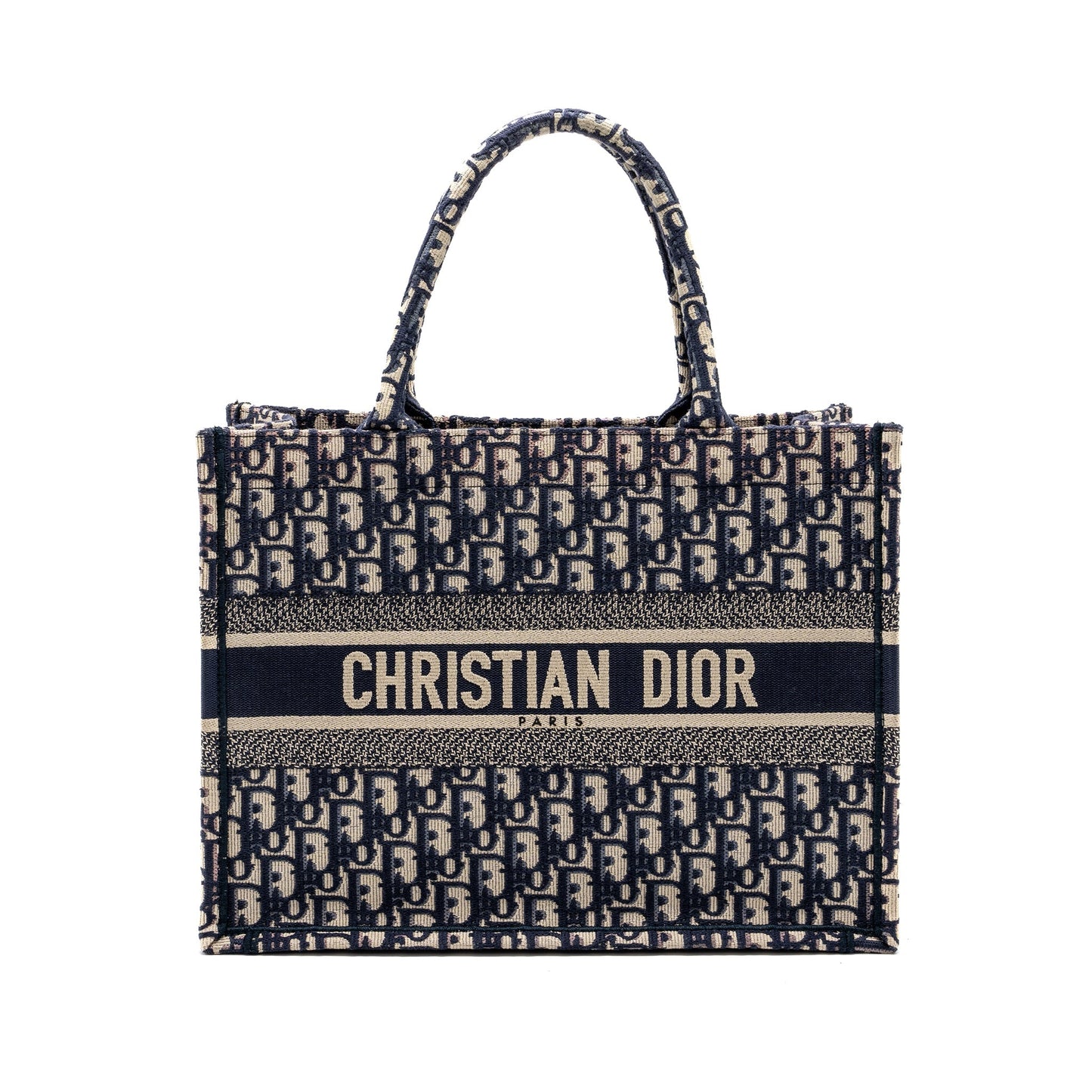Luxury Dior Medium Book Tote Blue Luxury Dior Oblique Embroidery