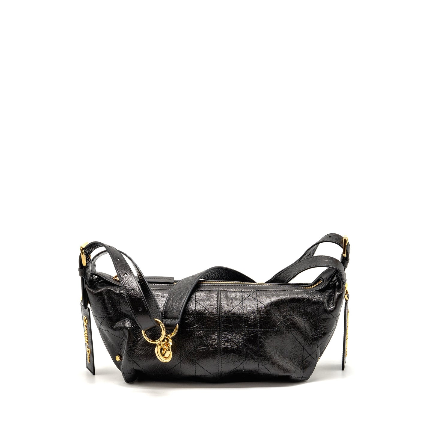 Luxury Dior Small D-Journey Bag Crinkled Calfskin Black GHW