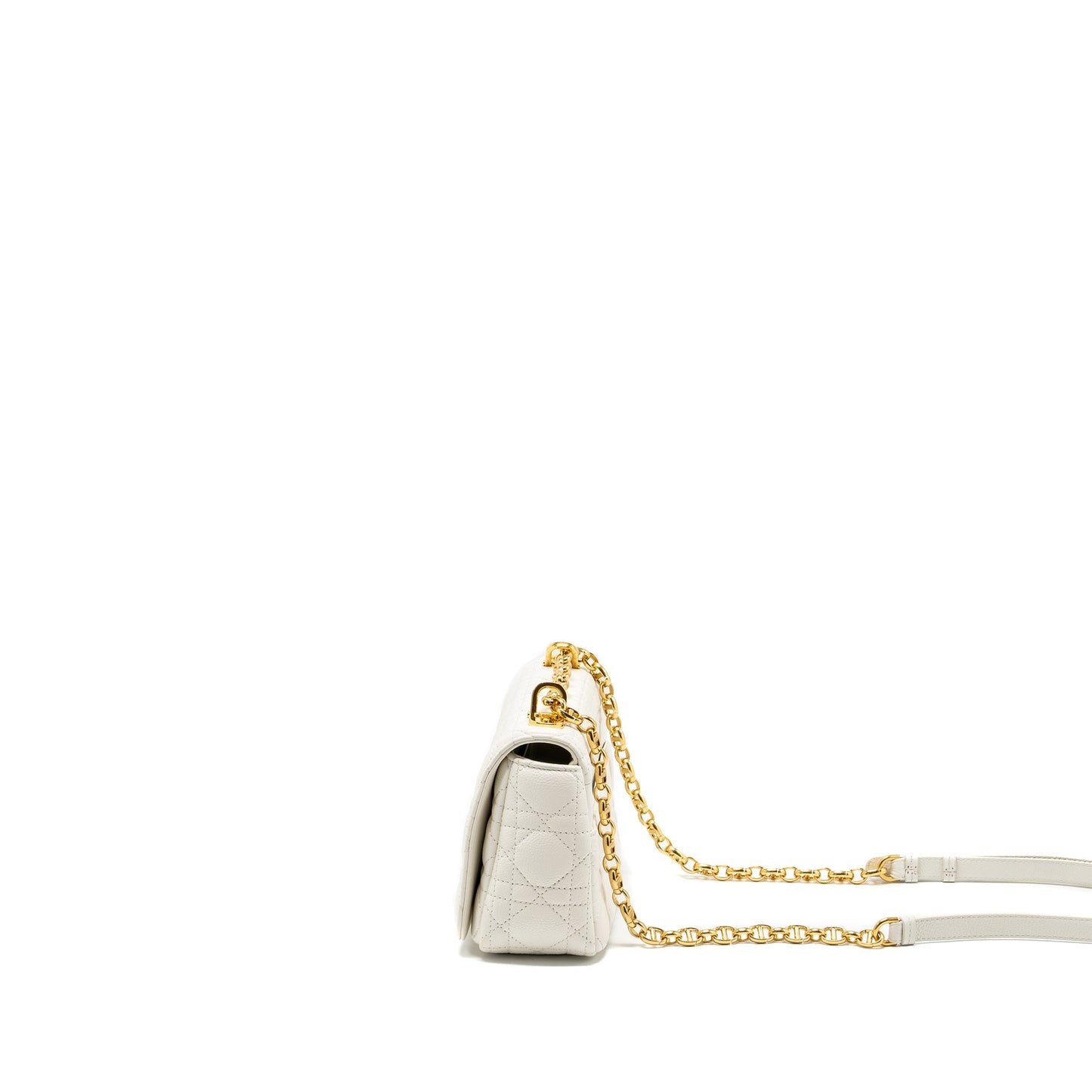 Luxury Dior Caro S flap bag calfskin white GHW