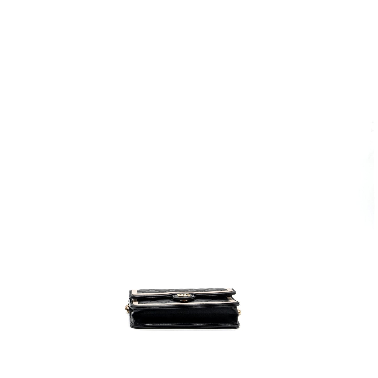 Chanel 23B Flap Phone Holder Lambskin Black/ White LGHW (microchip)