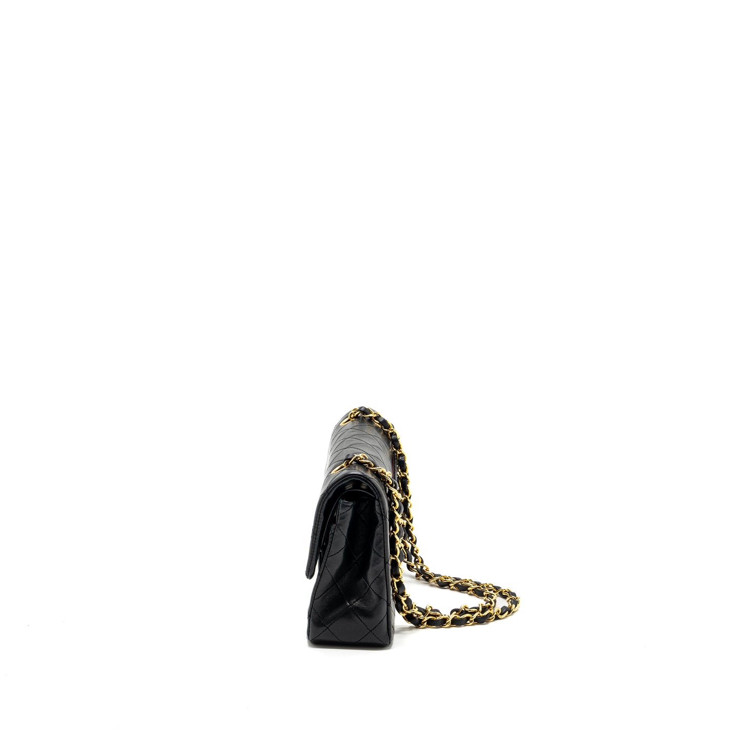 Chanel Vintage Small Classic Double Flap Bag Lambskin Black GHW