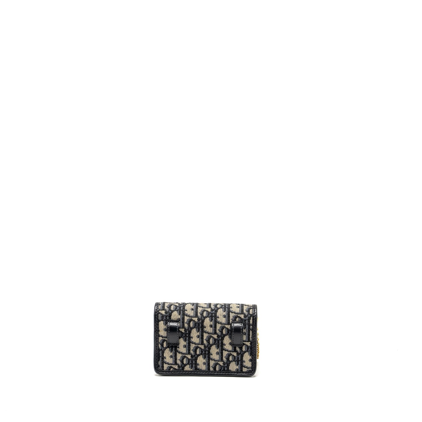 Luxury Dior 30 Montaigne Nano Pouch with Chain Blue Oblique Jacquard GHW