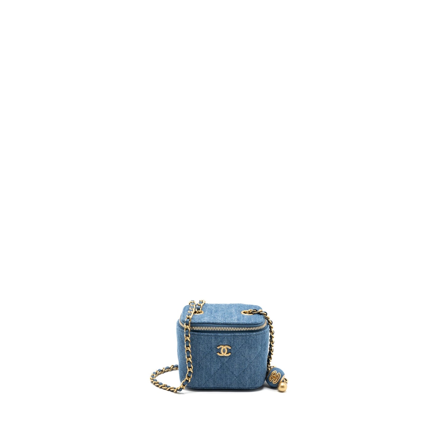 Chanel Pearl Crush Mini Vanity Case Denim Blue Brushed GHW