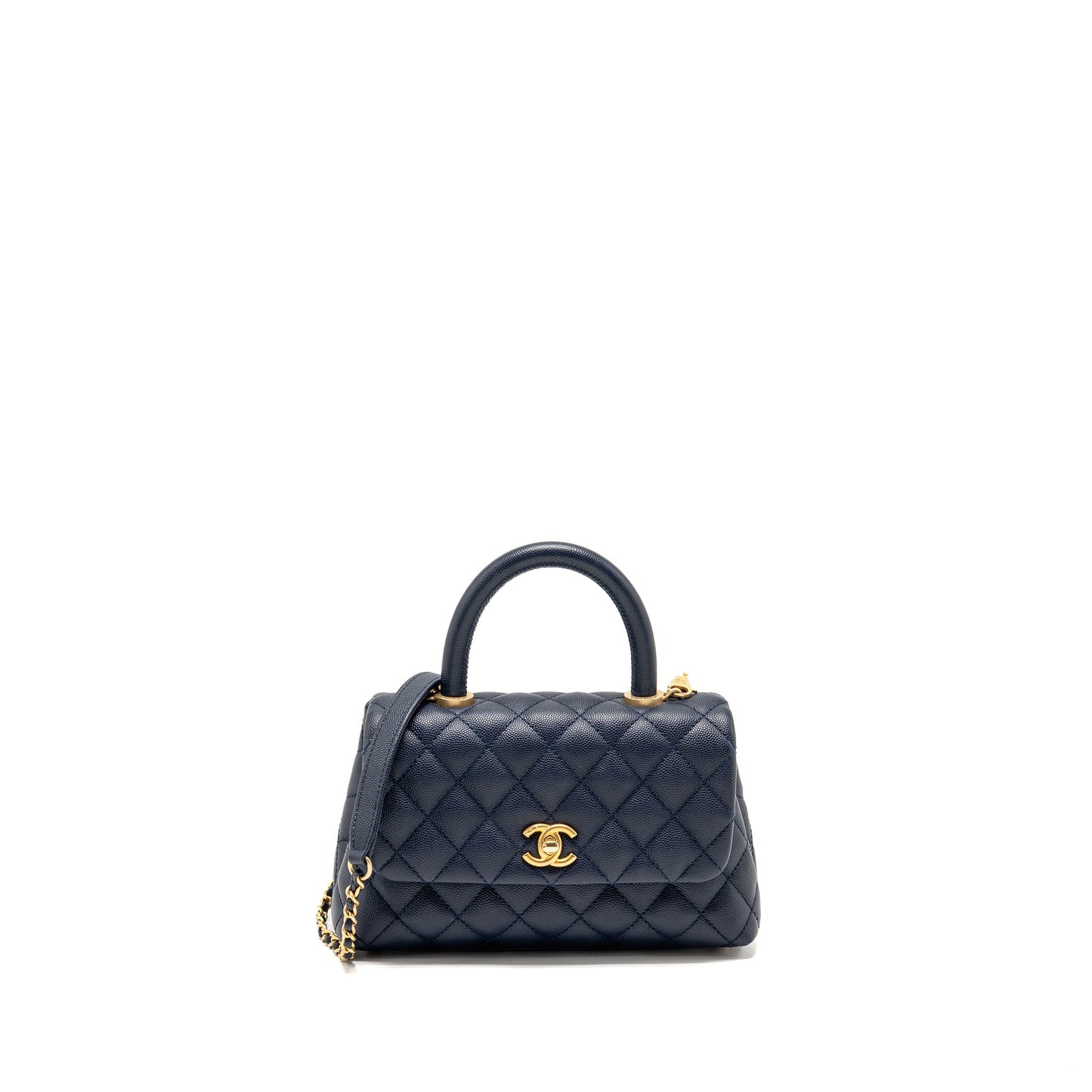 Chanel Small Coco Handle Caviar Navy GHW