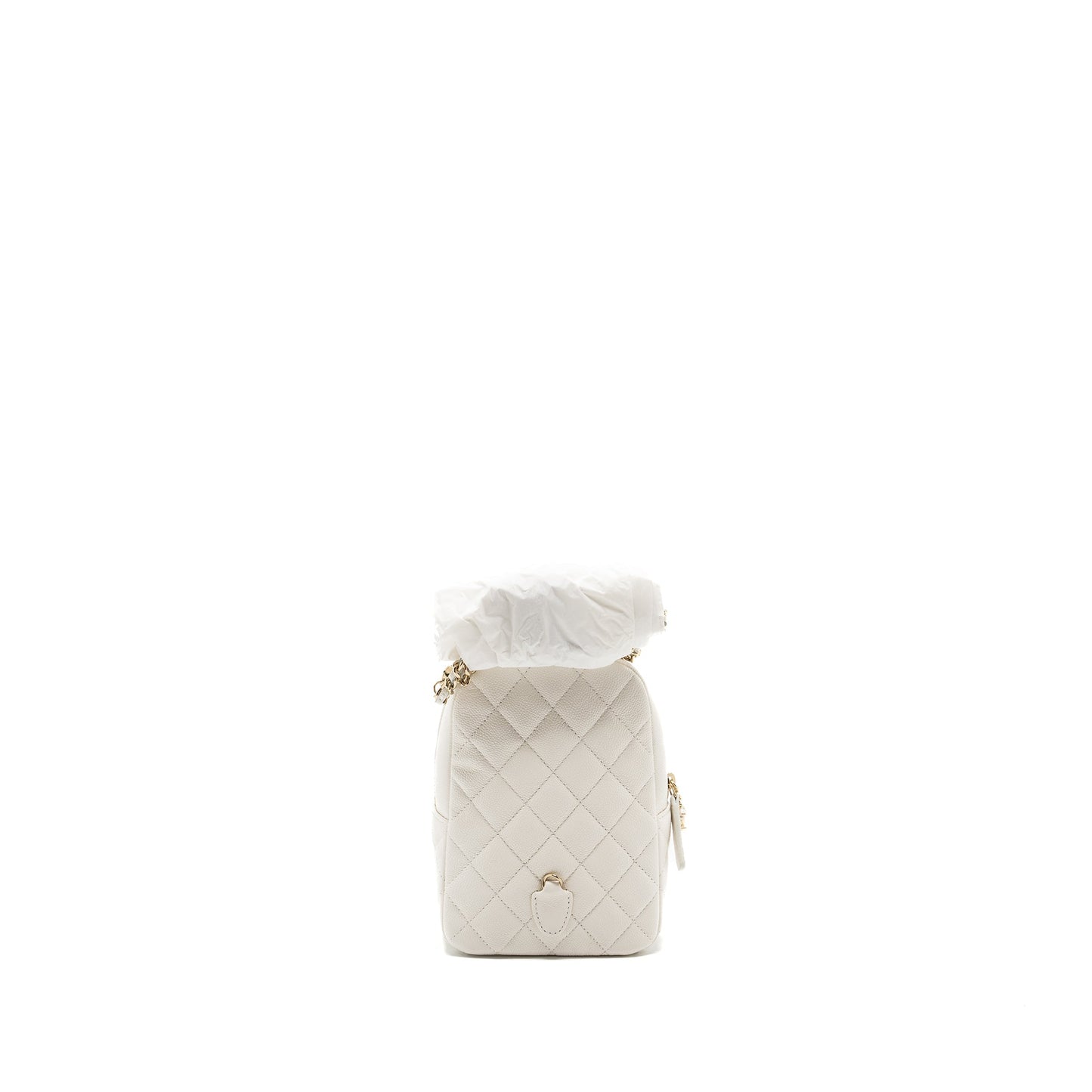 Chanel 24C Mini Backpack/Crossbody Bag Caviar White LGHW (Microchip)