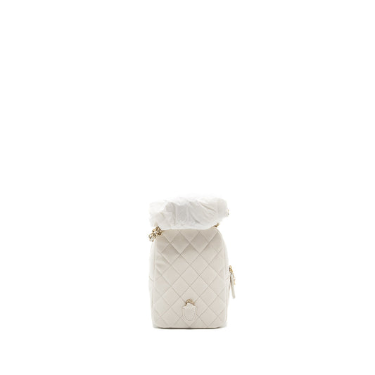 Chanel 24C Mini Backpack/Crossbody Bag Caviar White LGHW (Microchip)