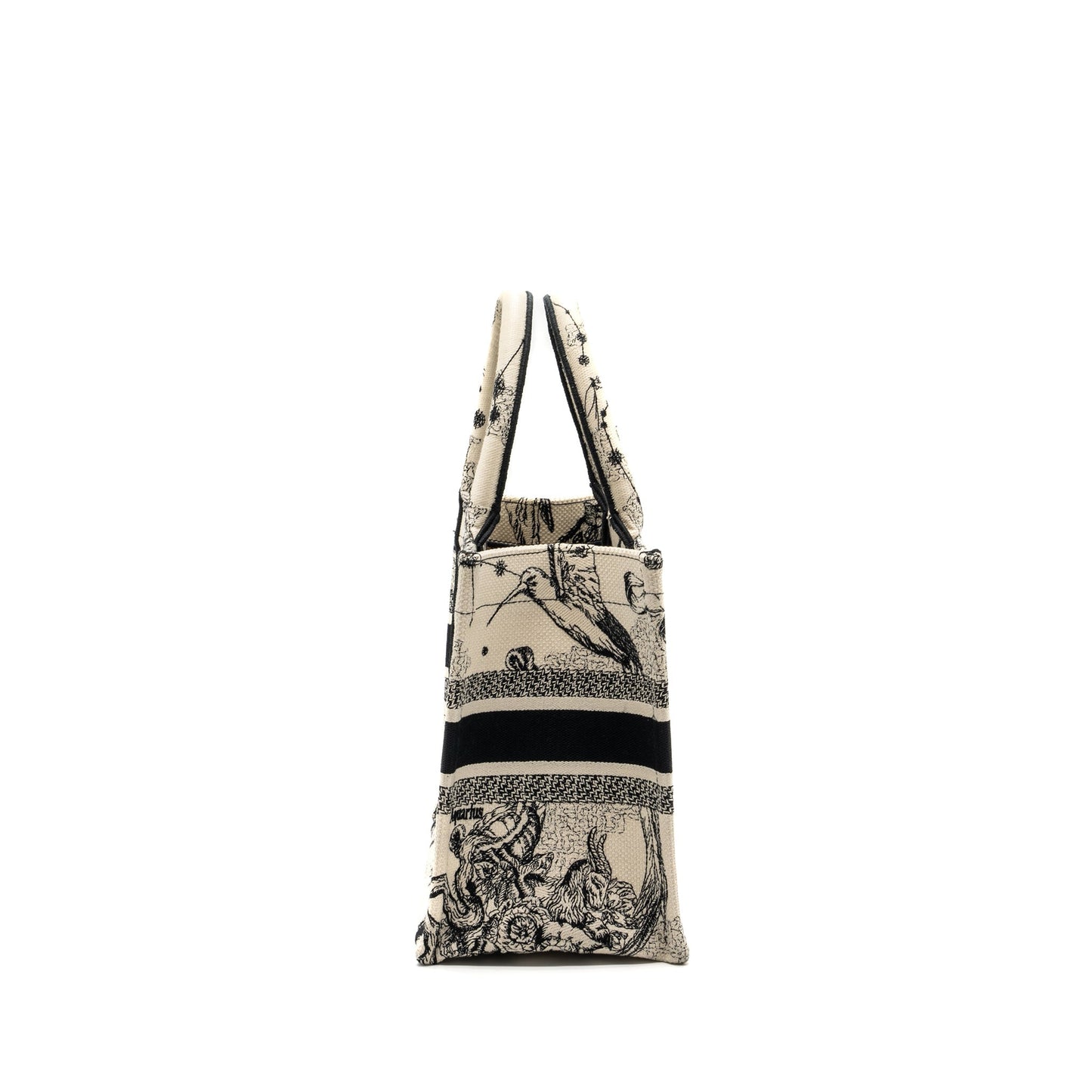 Luxury Dior Small Book Tote Latte/Black Toile De Jouy Zodiac Embroidery