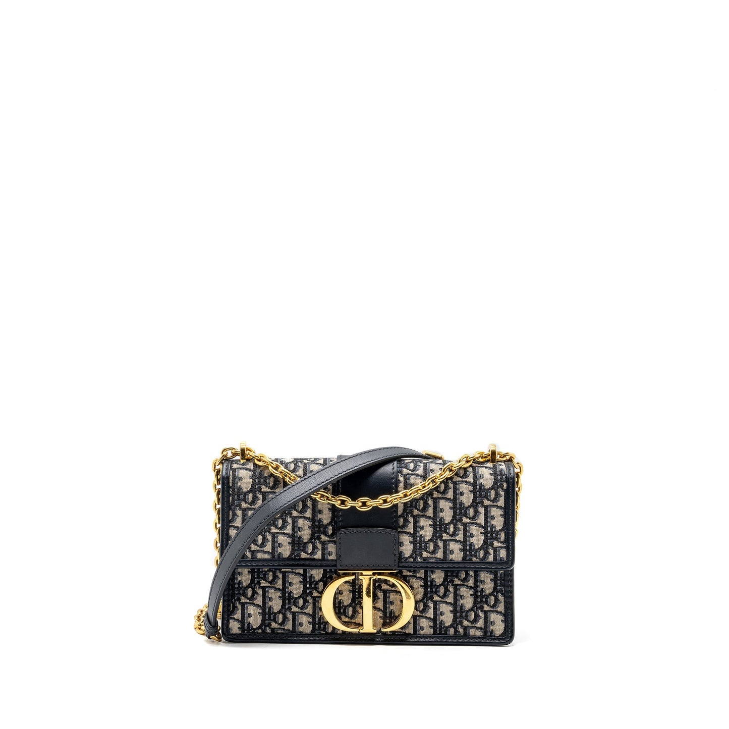 Luxury Dior 30 Montaigne Bag Blue Luxury Dior Oblique Jacquard Canvas/ Leather GHW