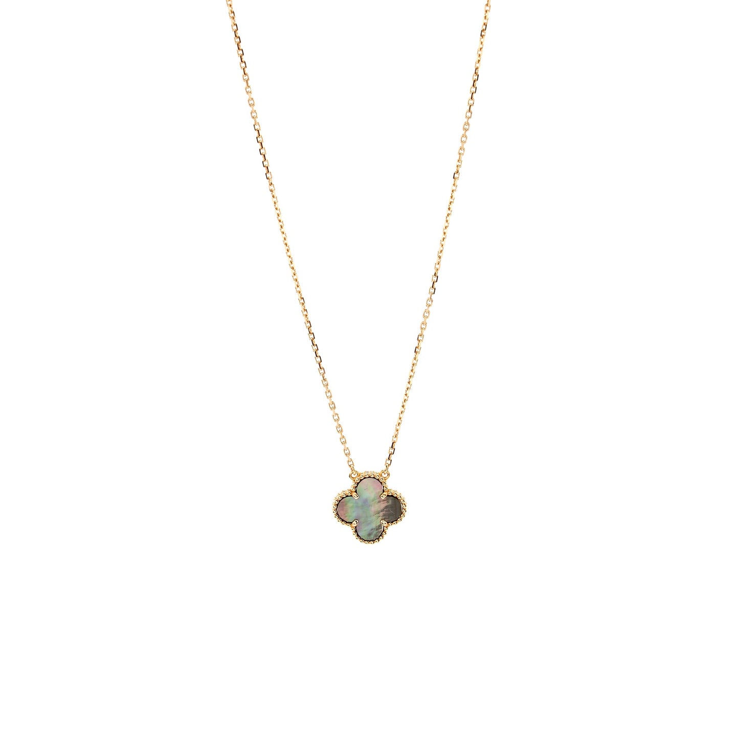 Van Cleef & Arpels Vintage Alhambra Necklace Grey Mother Of Pearl Rose Gold