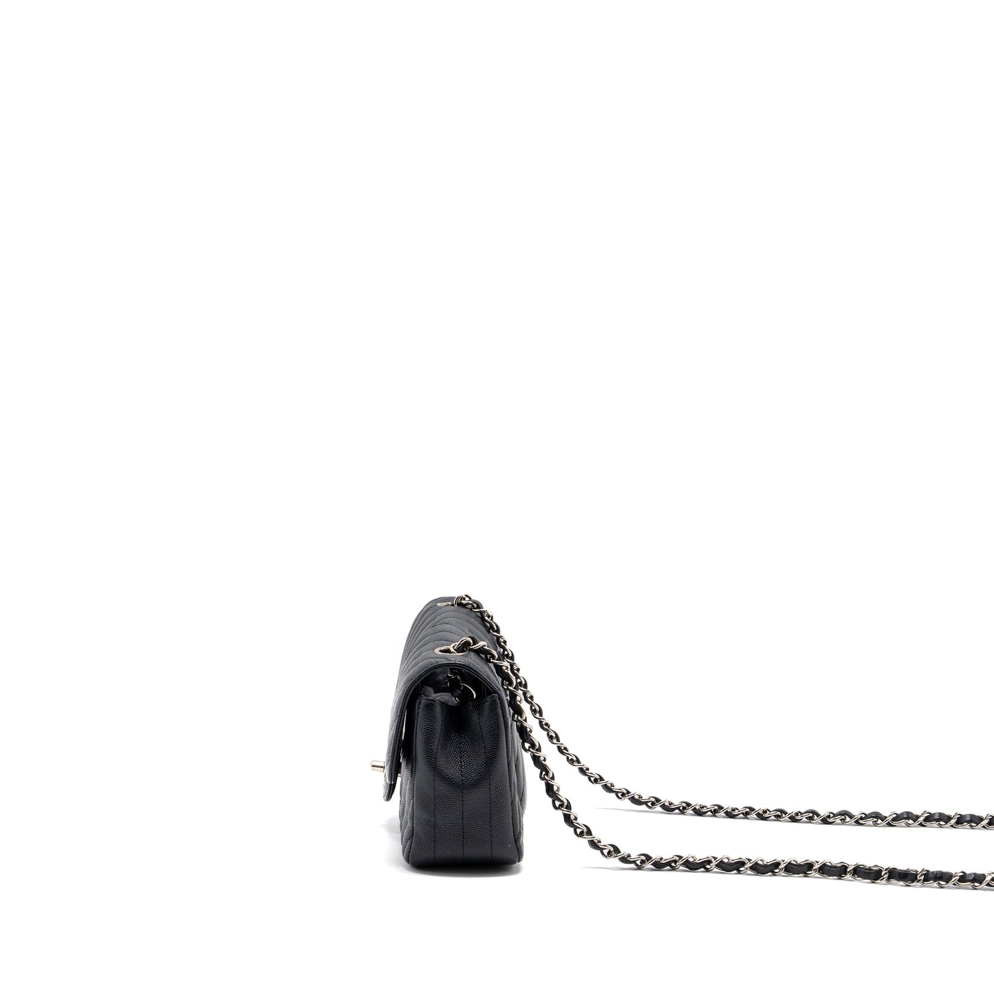 Chanel Mini Rectangular Flap Bag Chevron Caviar Black SHW