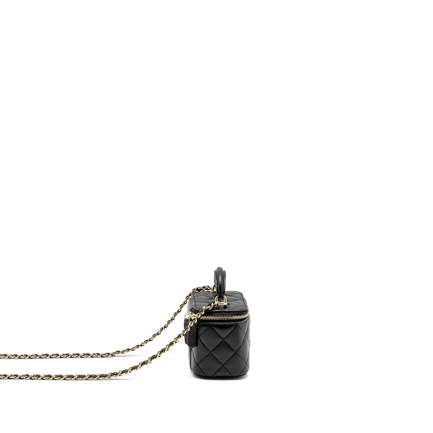Chanel Top handle mini vanity with chain lambskin black LGHW (microchip)