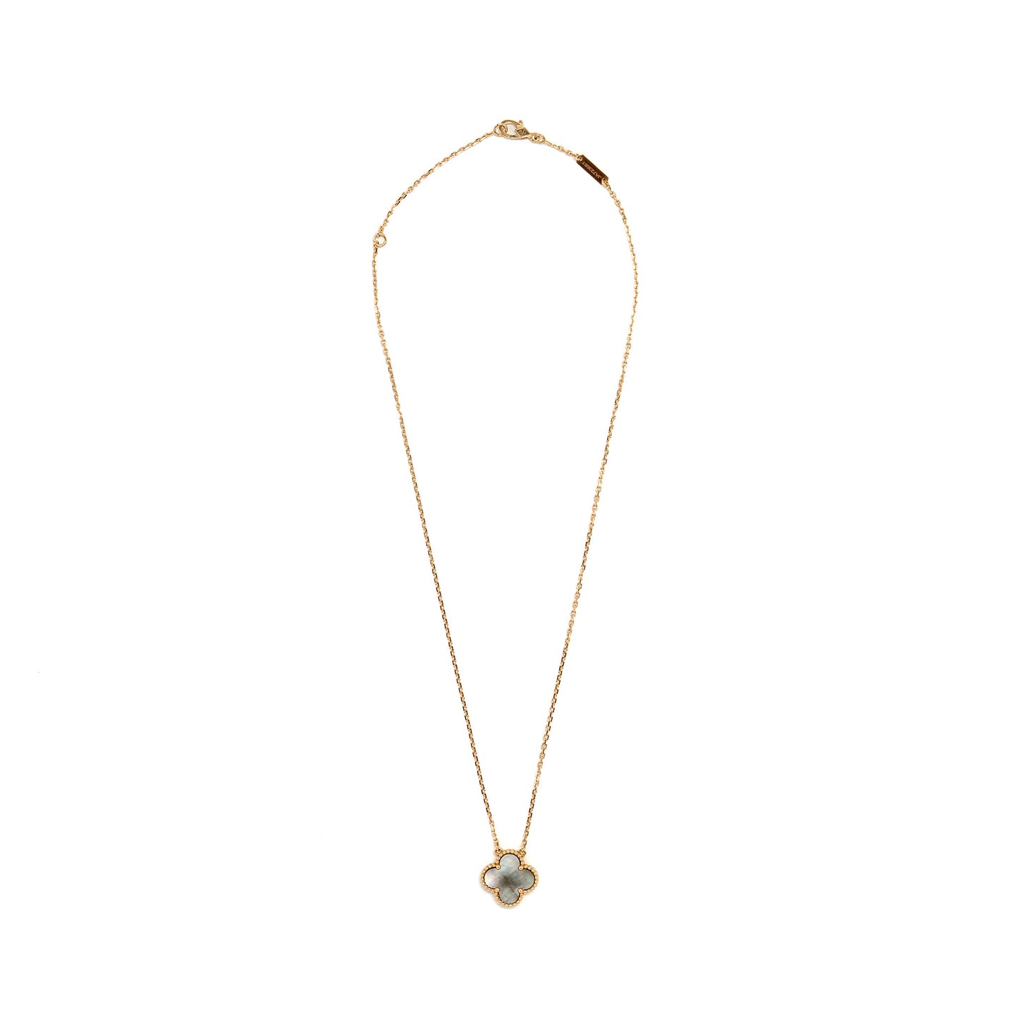 Van Cleef & Arpels Vintage Alhambra Necklace Grey Mother Of Pearl Rose Gold