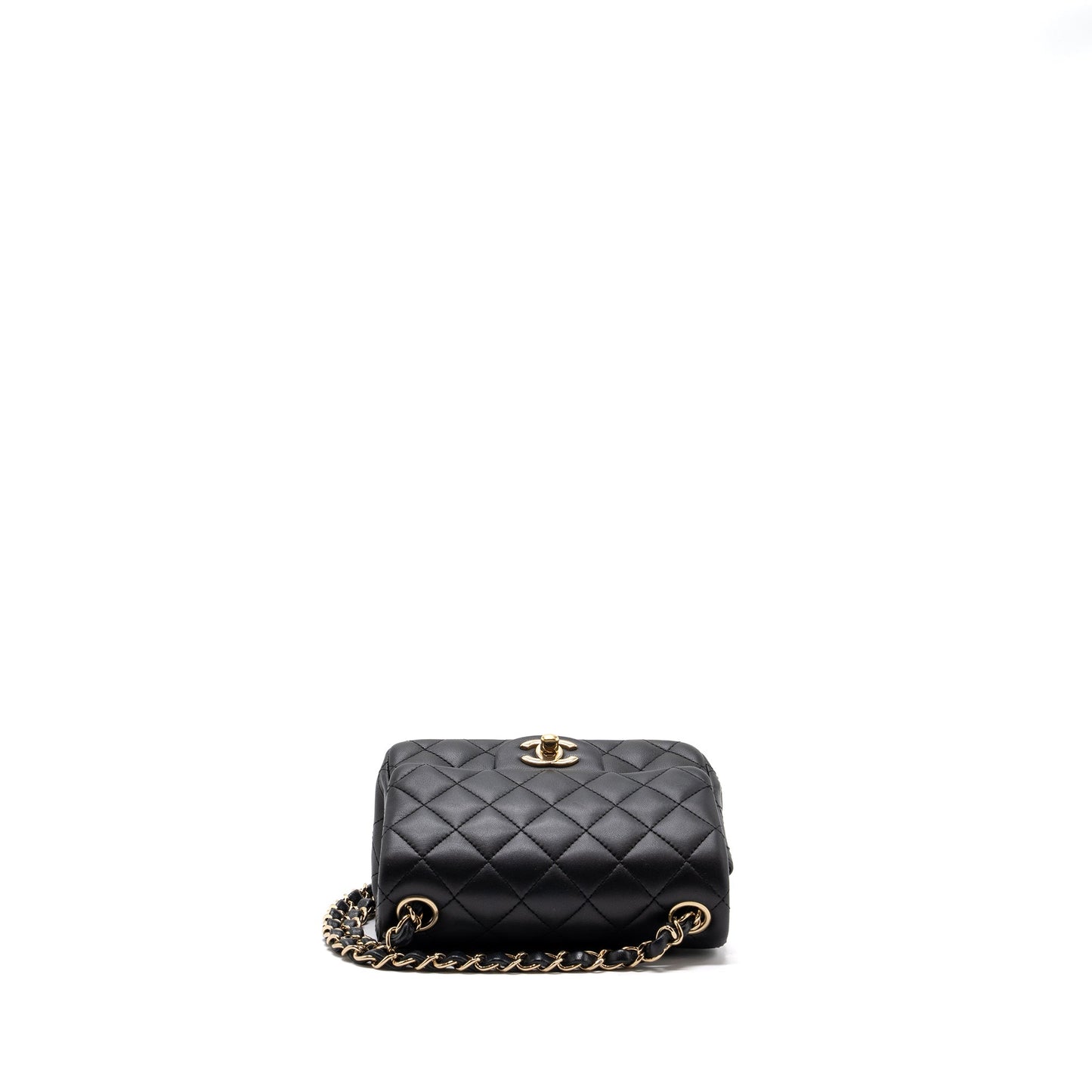 chanel mini square flap bag lambskin black GHW