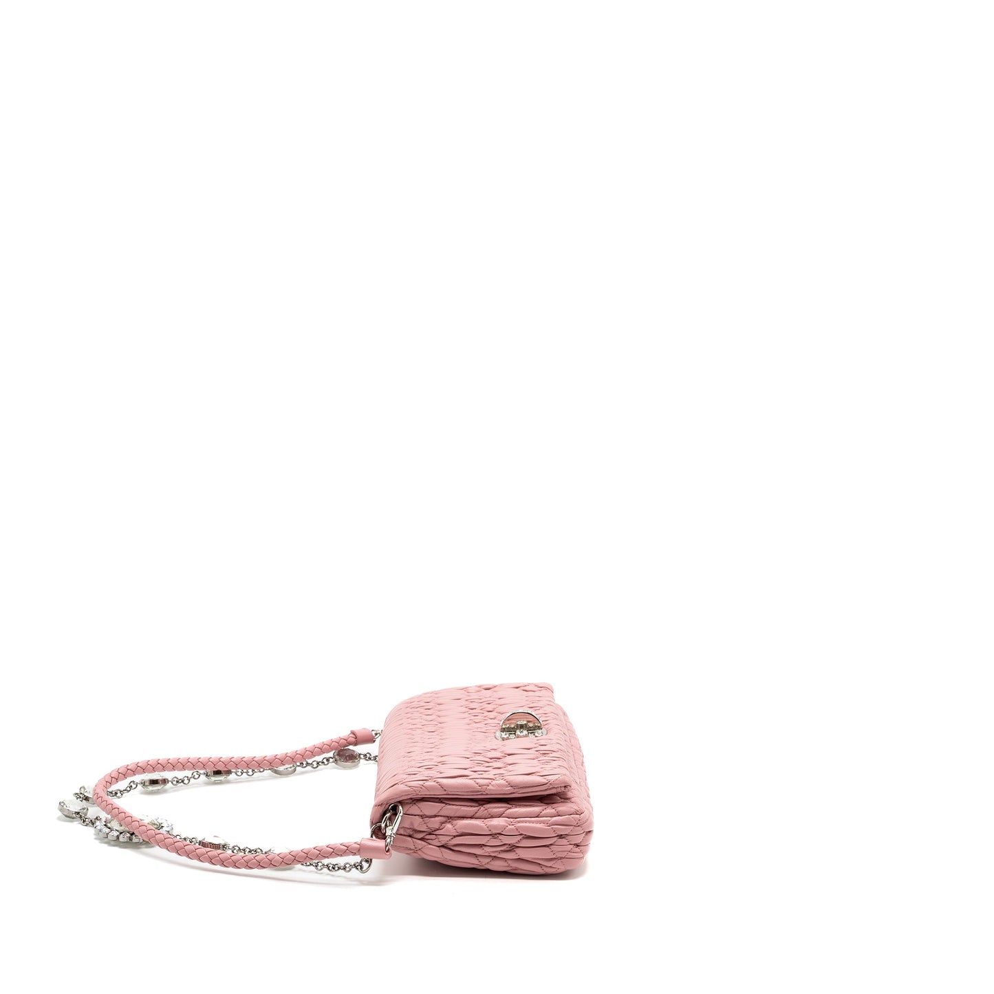 Miu Miu Crystal shoulder bag lambskin pink SHW