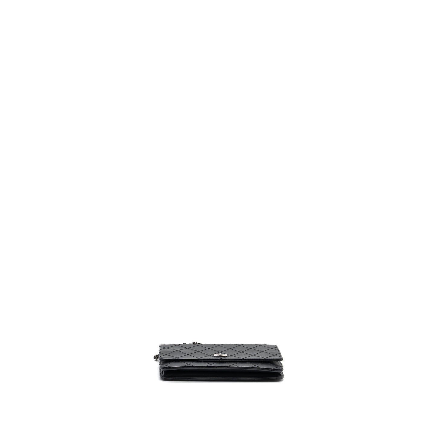 Chanel 2.55 Wallet On Chain Aged Calfskin Black Ruthenium SHW