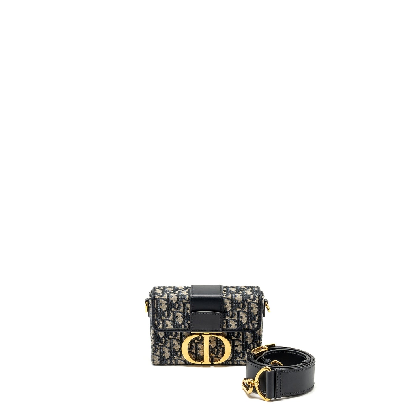 Luxury Dior 30 Montaigne Box Blue Oblique Jacquard GHW
