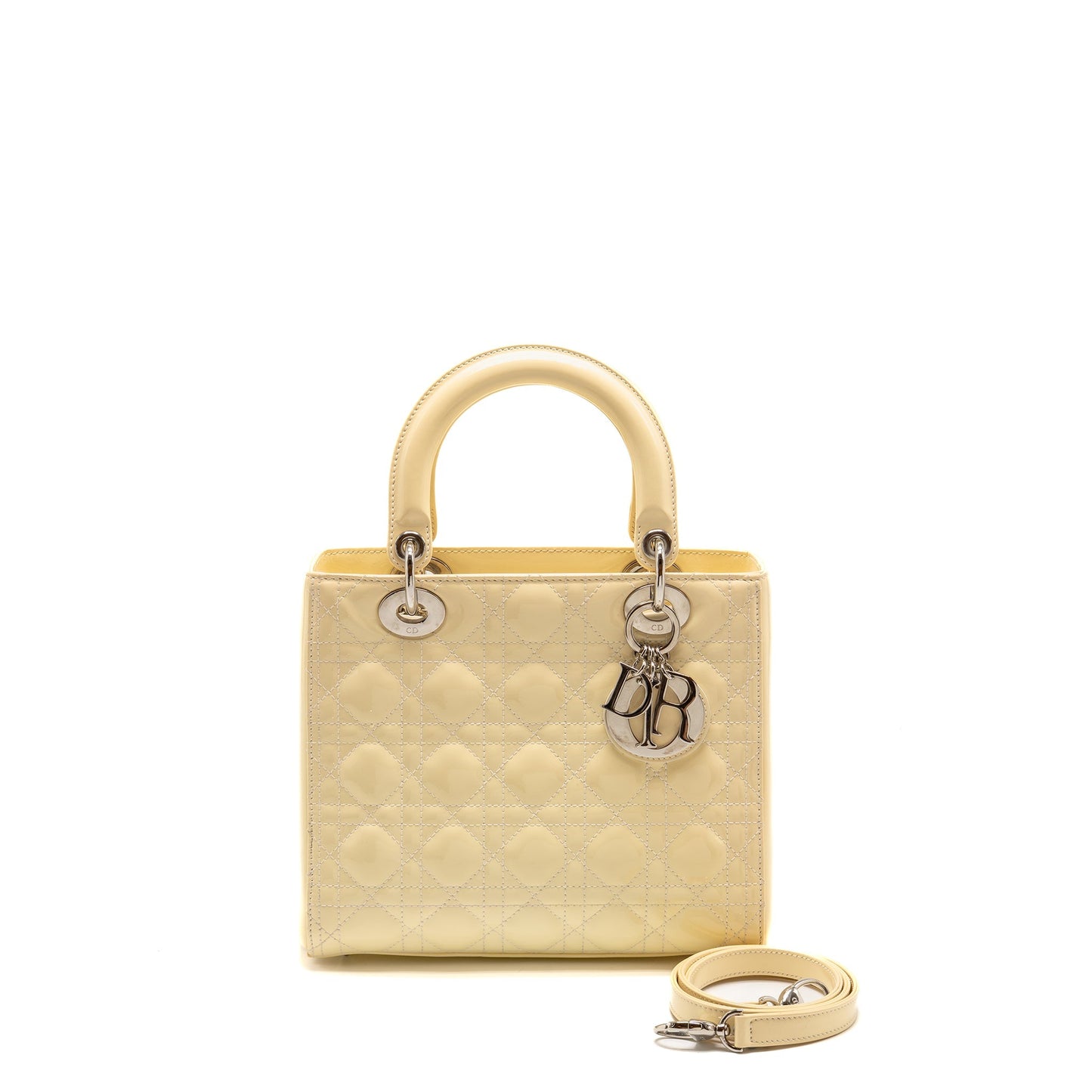 Luxury Dior Medium Lady Luxury Dior Patent Light Yellow SHW