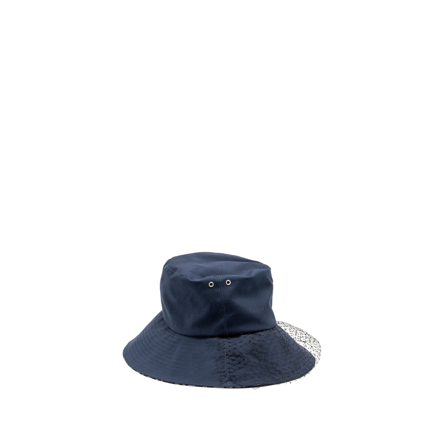 Luxury Dior Size 57 Teddy-D Brim Bucket Hat with Veil Blue SHW