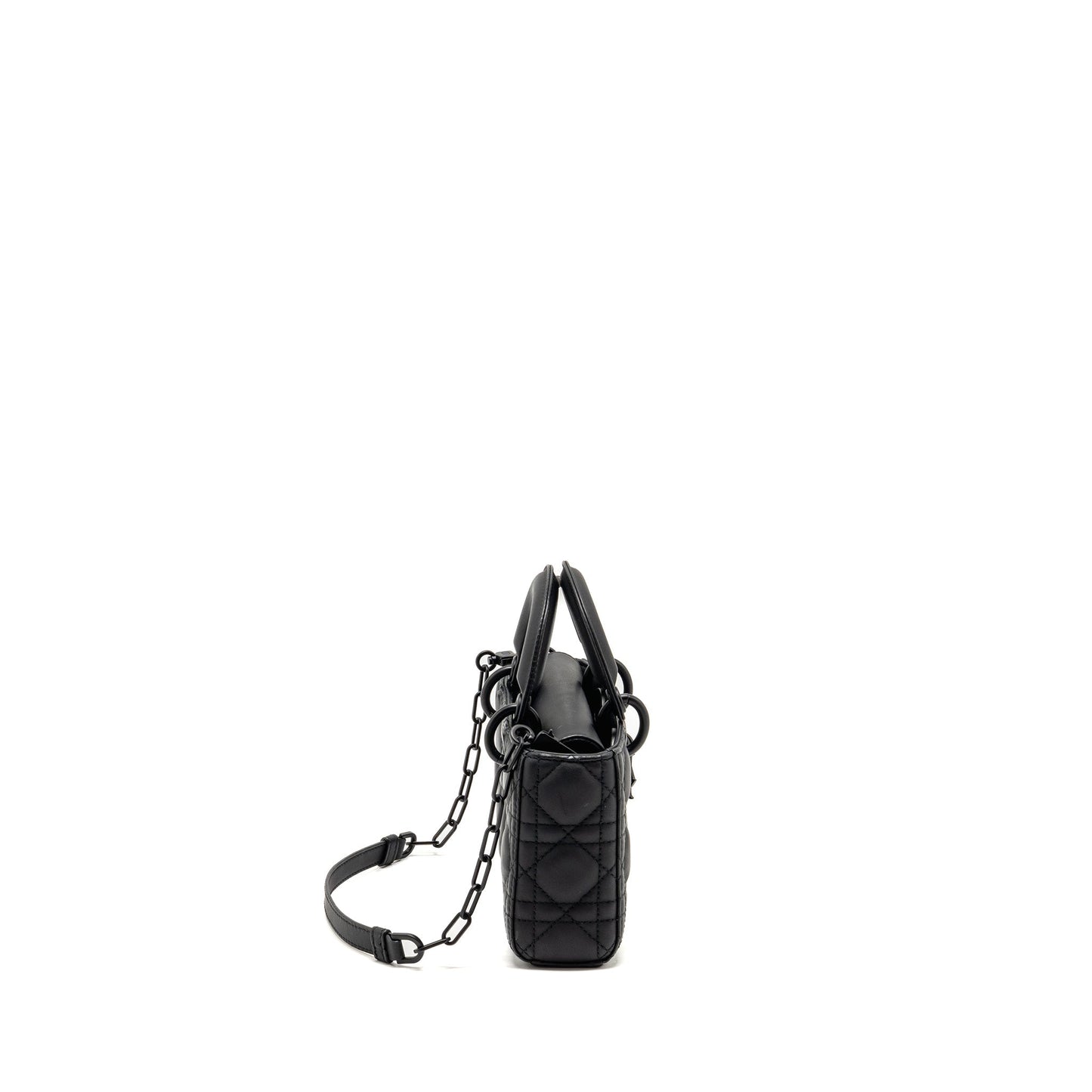 Luxury Dior Small Lady D-Joy Bag Black Ultramatte Calfskin So Black