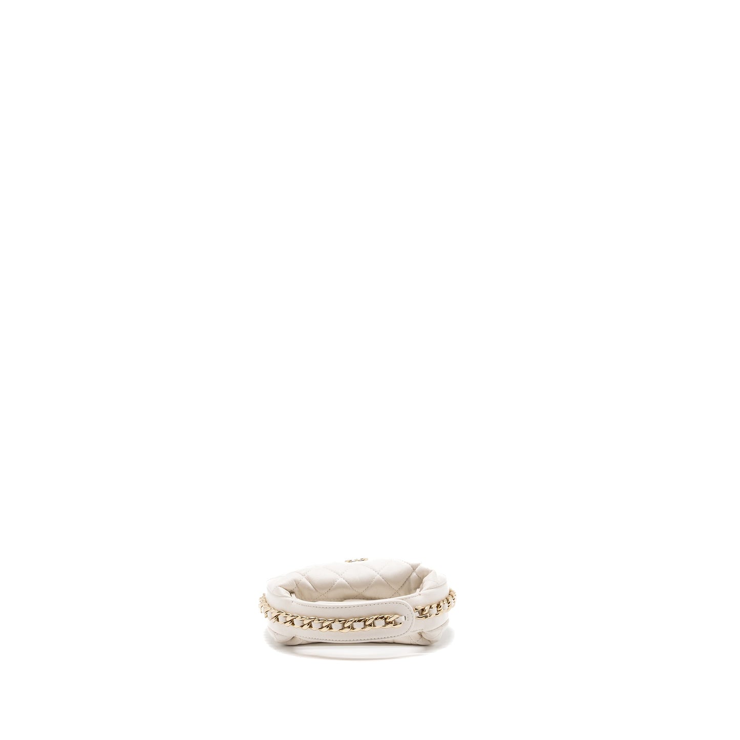 Chanel 23C Round Clutch Lambskin White LGHW (microchip)