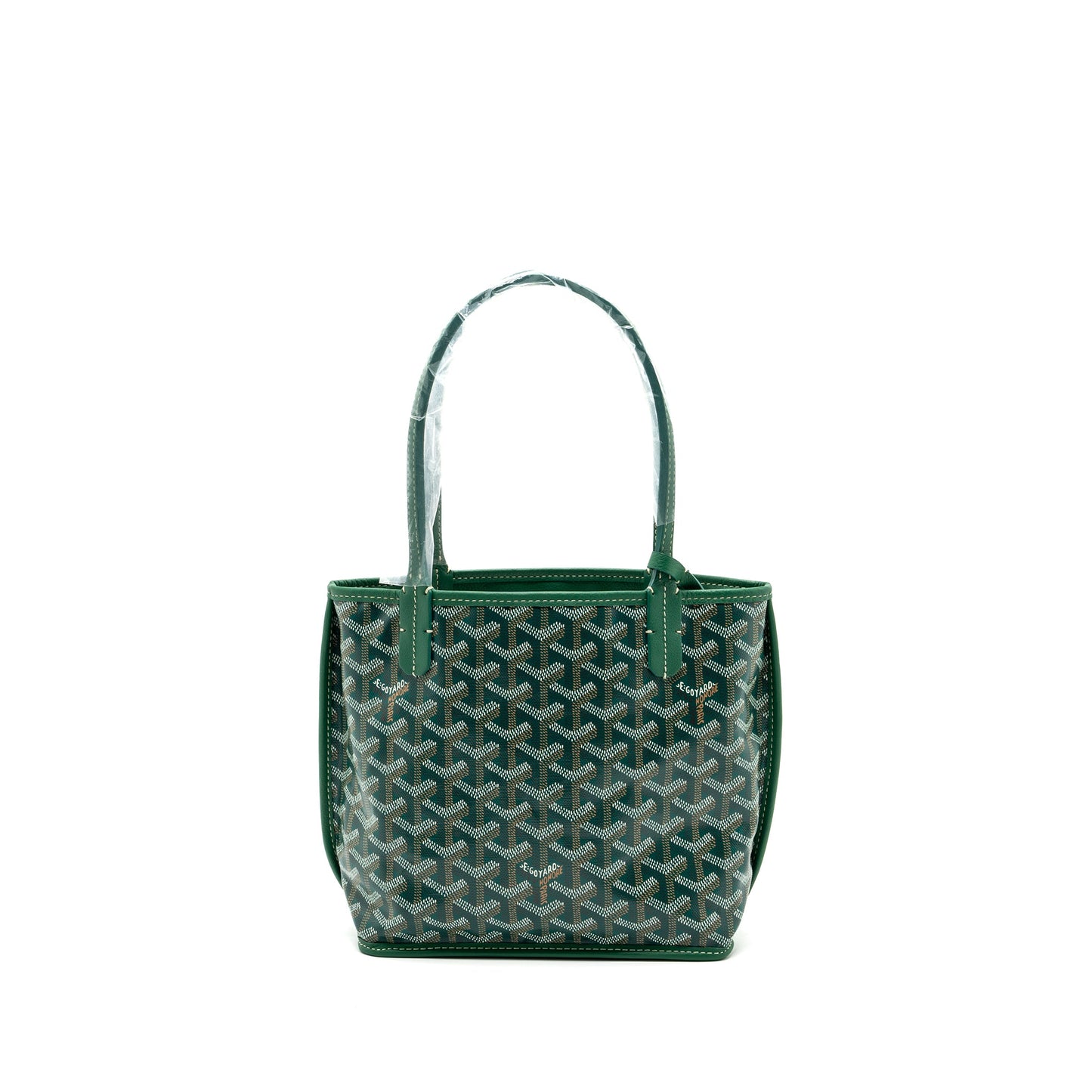 Goyard mini Anjou tote bag goyardline canvas / calfskin green SHW
