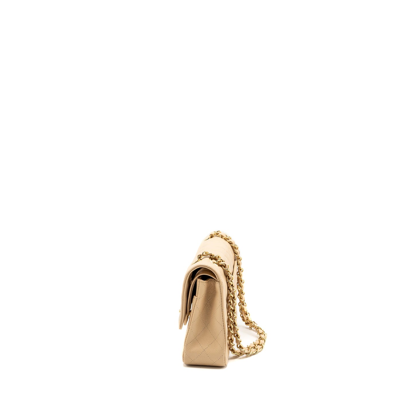 Chanel medium classic double flap bag caviar beige GHW