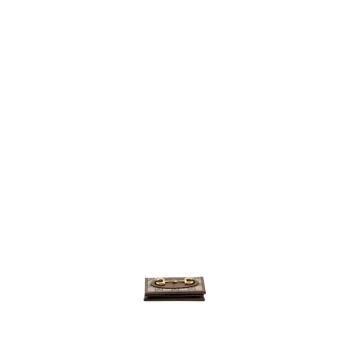 Gucci Horsebit 1955 Card Case Wallet GG Supreme Canvas/ Calfskin Brown GHW