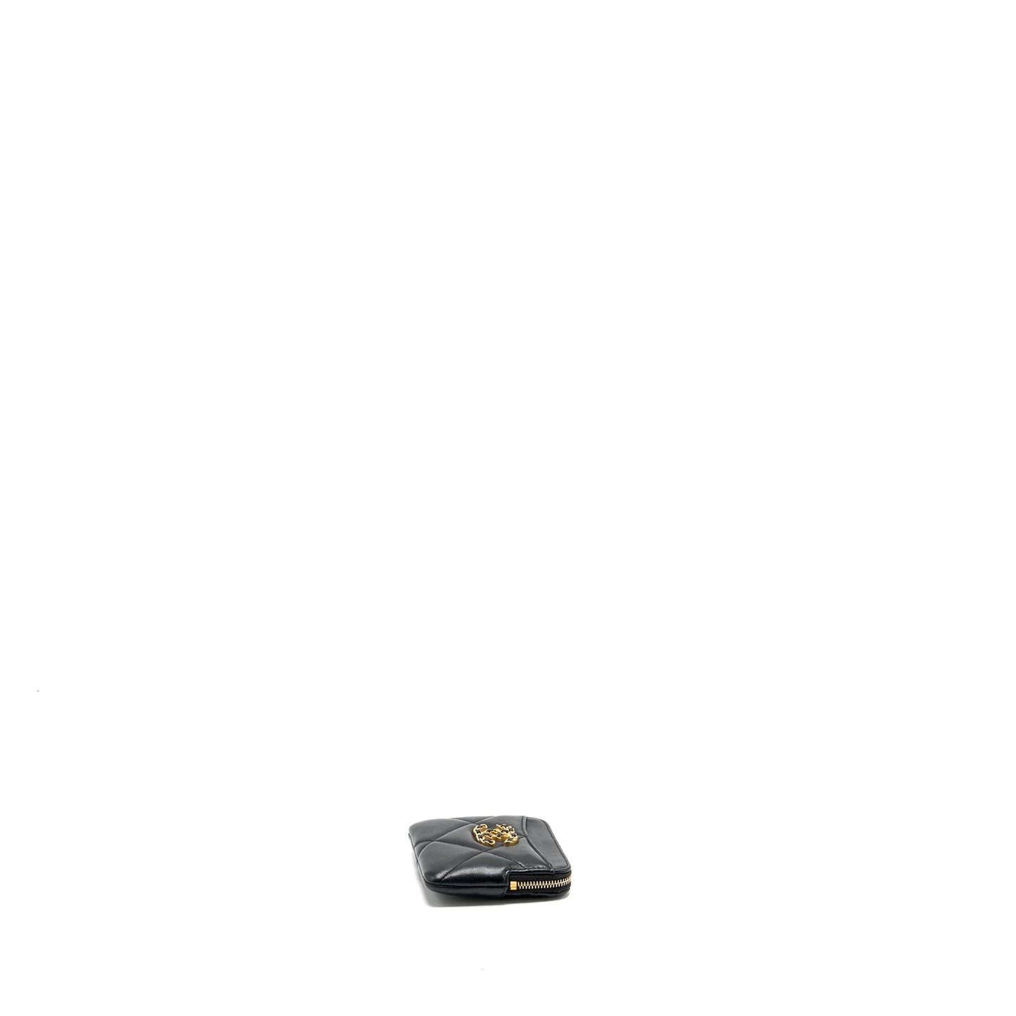 Chanel 19 zipped coin purse lambskin black GHW (Microchip)