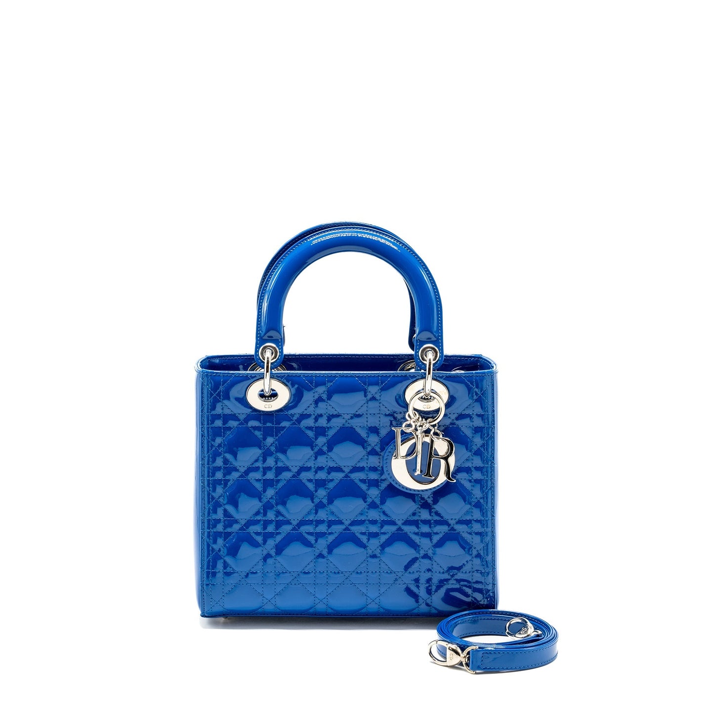 Luxury Dior Medium Lady Luxury Dior Patent Blue SHW